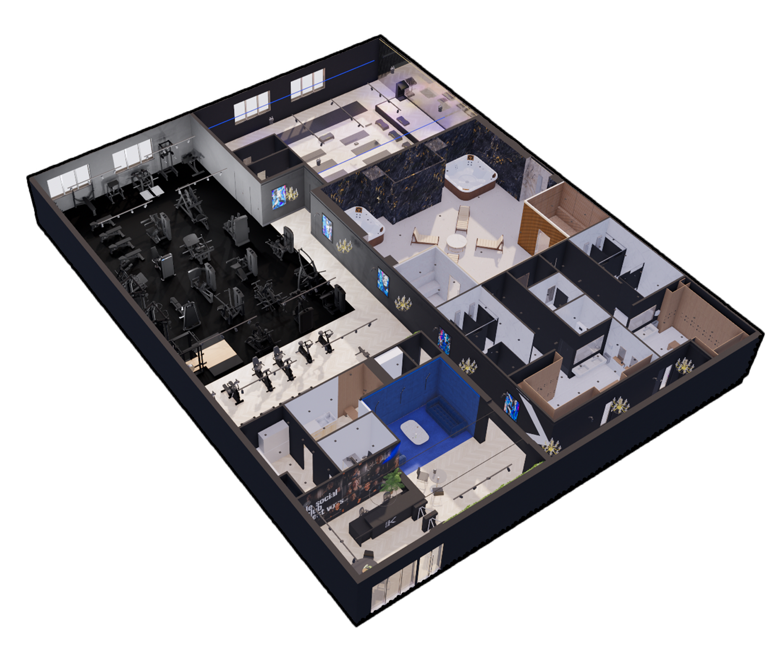 Plan 3D du concept GYM K